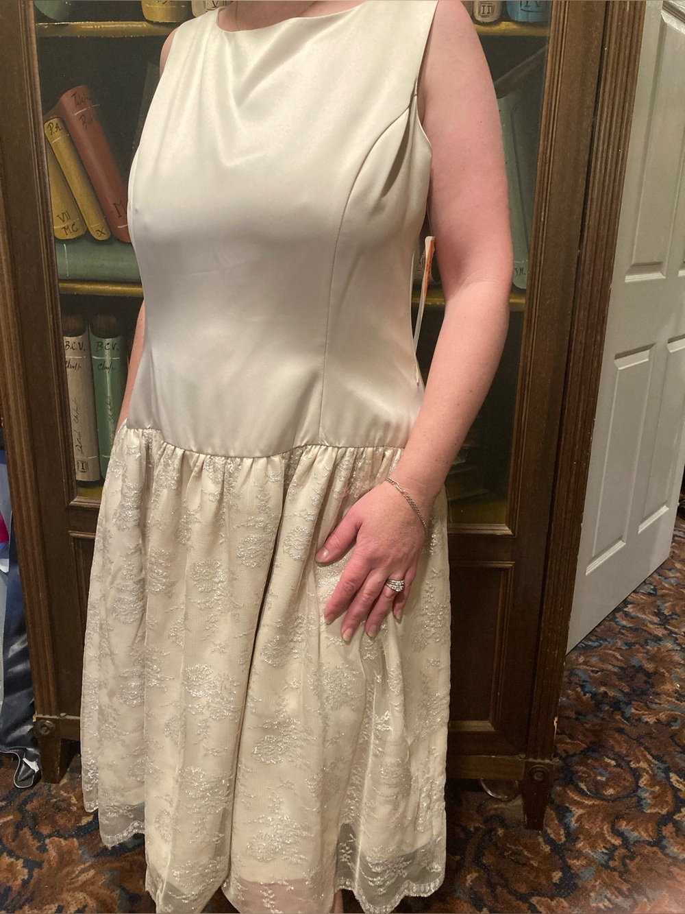 Elegant Cream Sleeveless A-Line Dress sz 14
